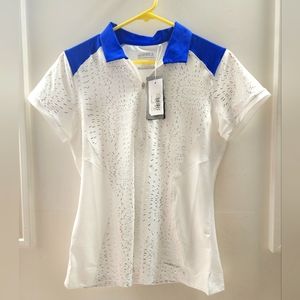 Cutter & Buck Annika Polo Small NEW! Blue White Golf